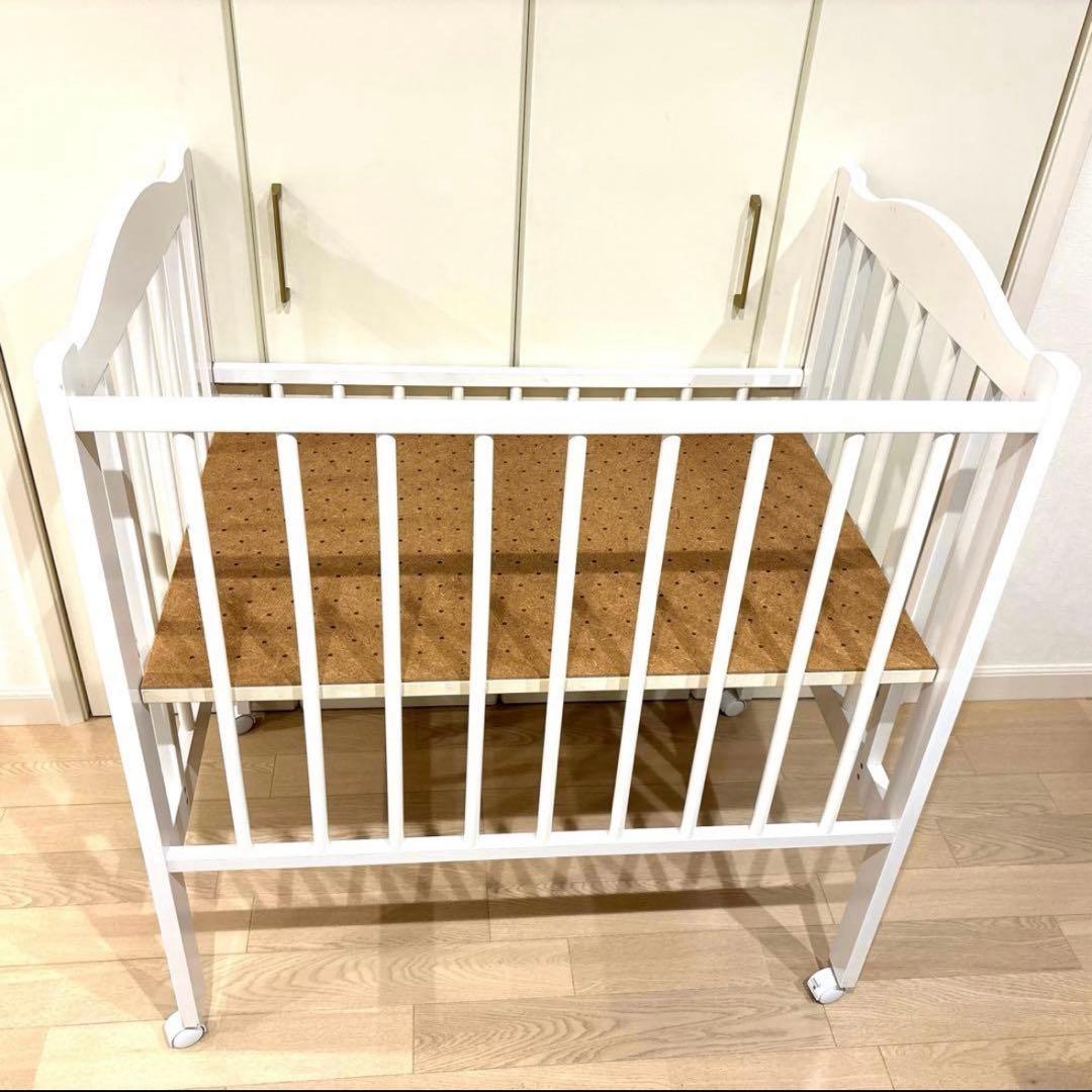 スリーピー　ハイタイプ　ミニベビーベッド　石崎家具　白　日本製　ファンシー