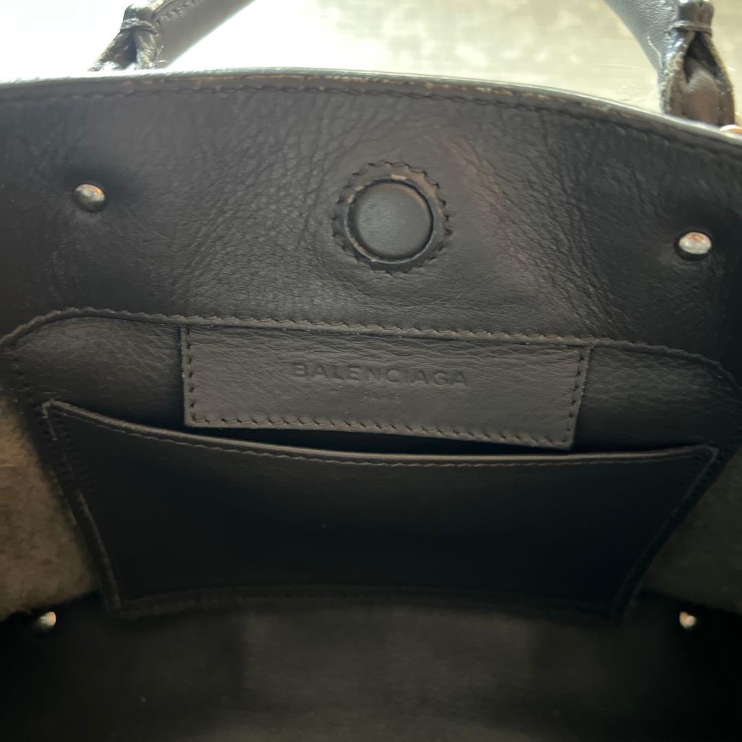 バレンシアガ　ペーパーミニ　2way ショルダーバッグ　レザー　グレー