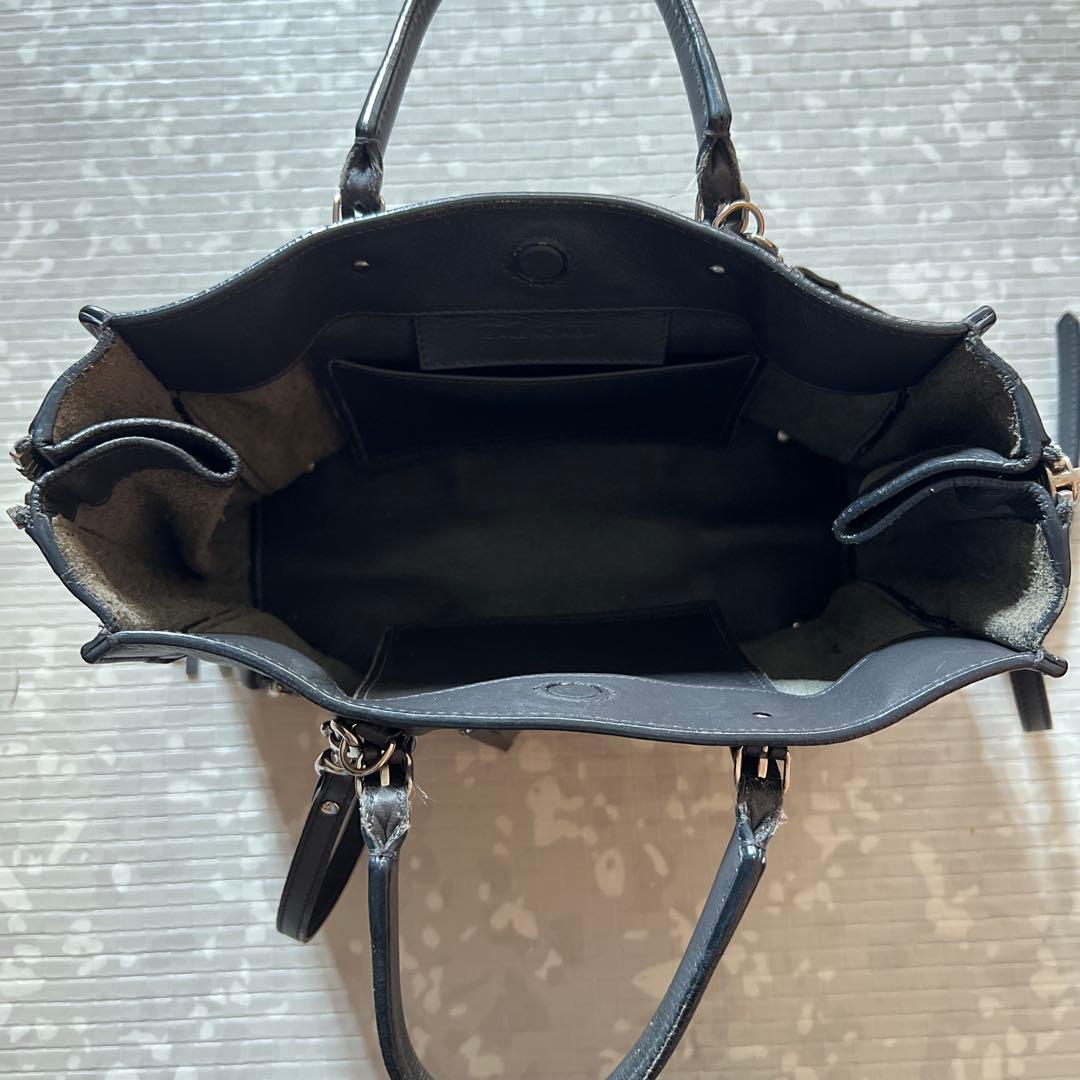 バレンシアガ　ペーパーミニ　2way ショルダーバッグ　レザー　グレー