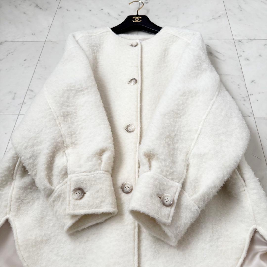 極美品❤️パシオーネ passione シャギーコート　ノーカラー　ジャケット