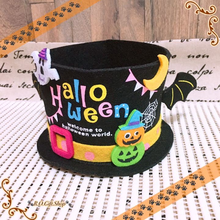 ⑧コウモリ　ハット　ハロウィン　ラッピング　ハンドメイド　ギフト　ボックス