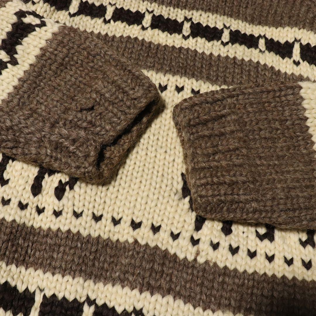 L★KANATA★カウチンニット★トナカイ★カナダ製★カーディガン★ブラウン