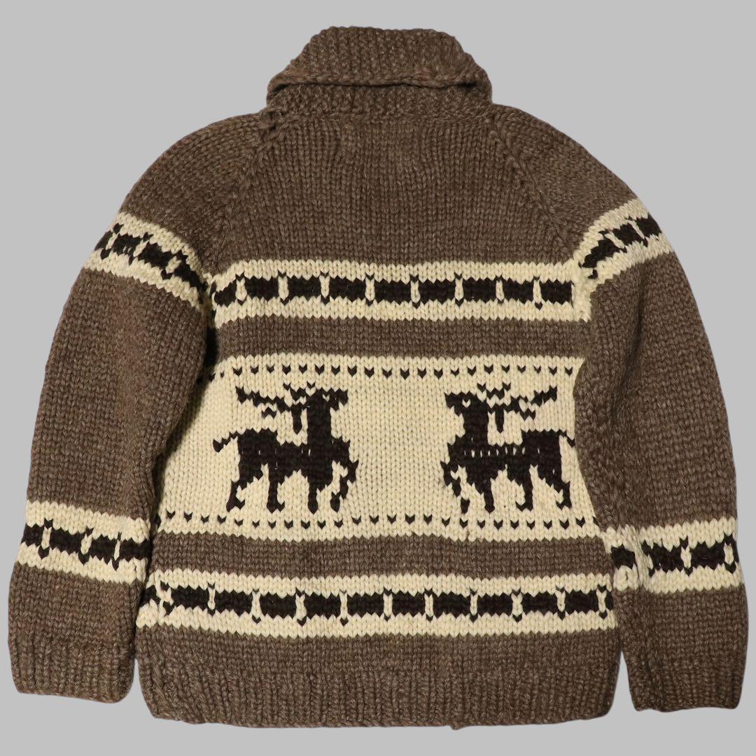 L★KANATA★カウチンニット★トナカイ★カナダ製★カーディガン★ブラウン