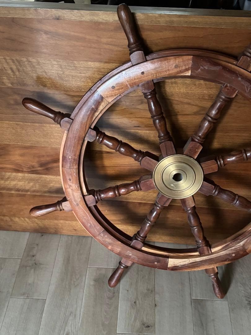 アンティーク 縁起物木製舵輪 ラット 飾り ディスプレイ 古道具 ビンテージ