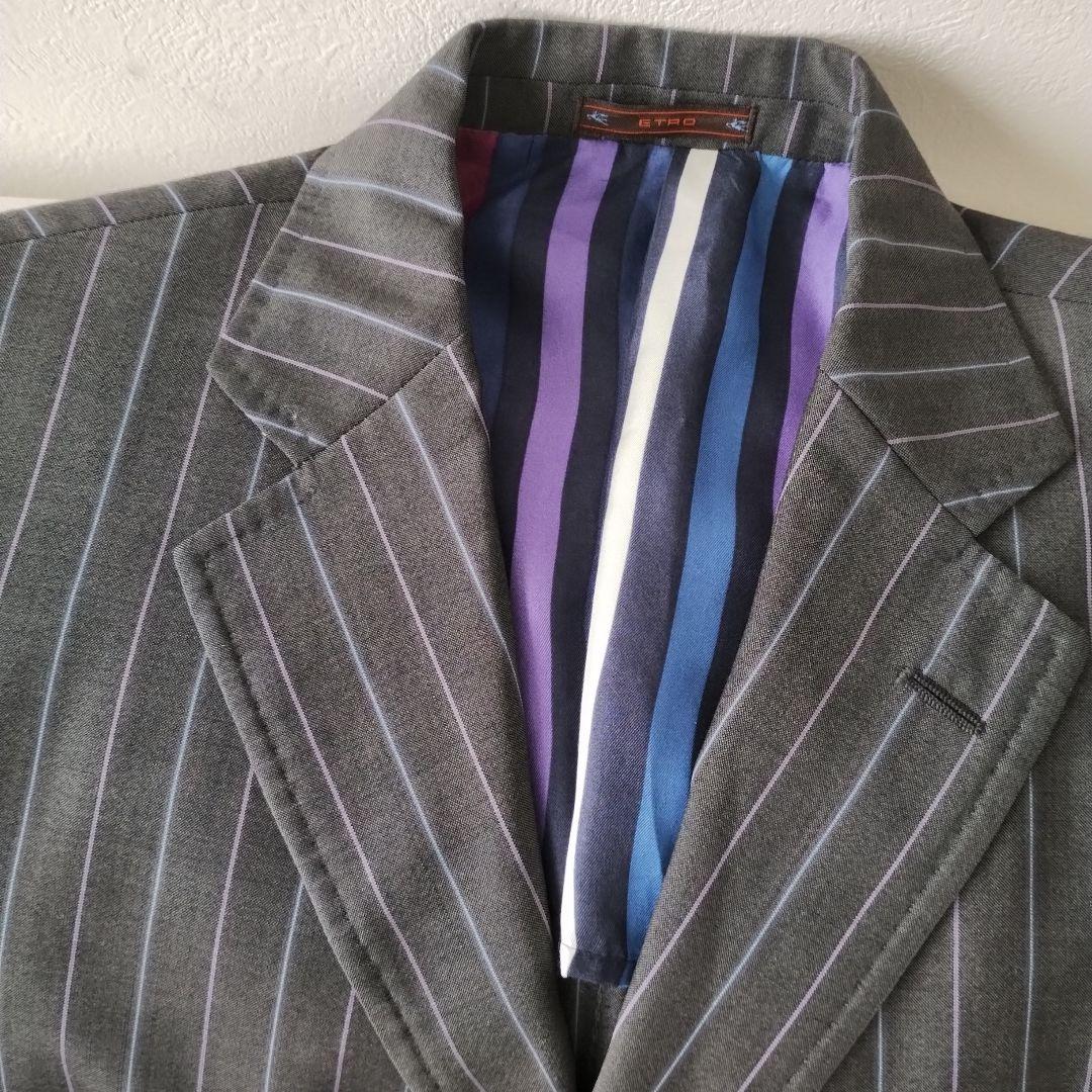 エトロ ETRO ストライプ シングル 3B スーツ セットアップ 50 グレー