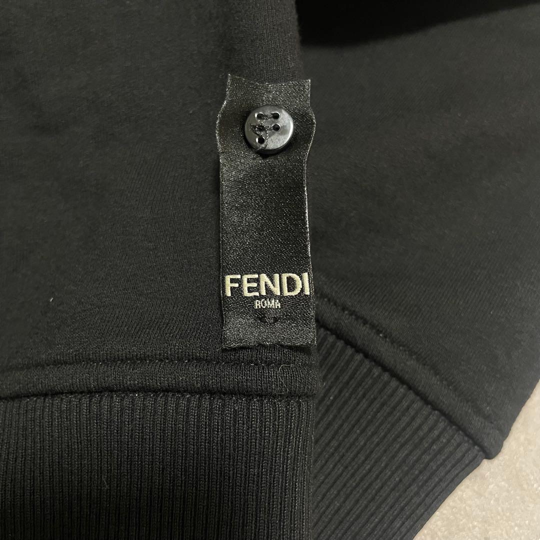 美品 FENDI ギンガムチェック FF ロゴ スウェット トレーナー 黒