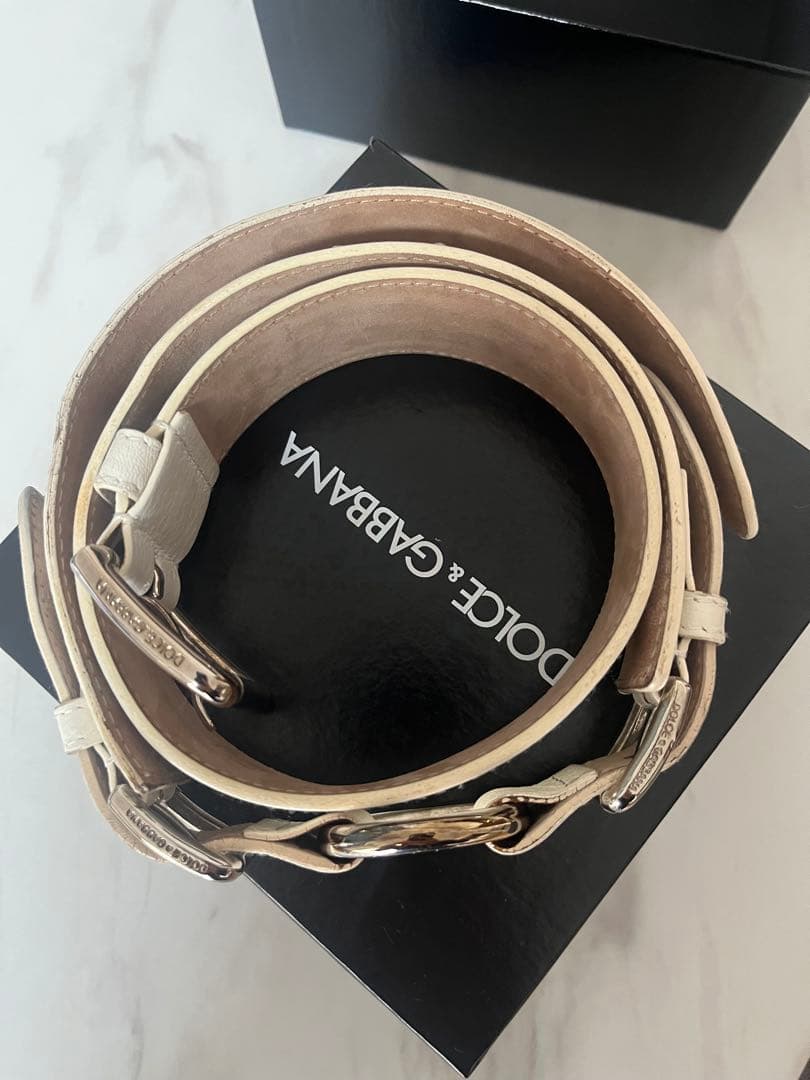 Dolce & Gabbana ホワイトレザーベルト