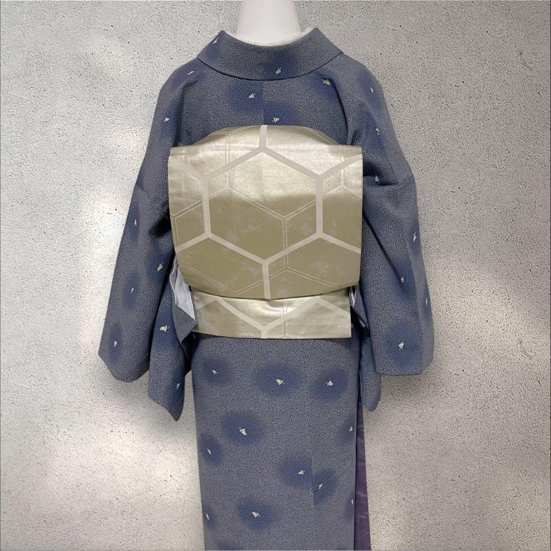 k231 洗える着物 飛び柄小紋 名古屋帯 四点フルセット身丈161裄丈68