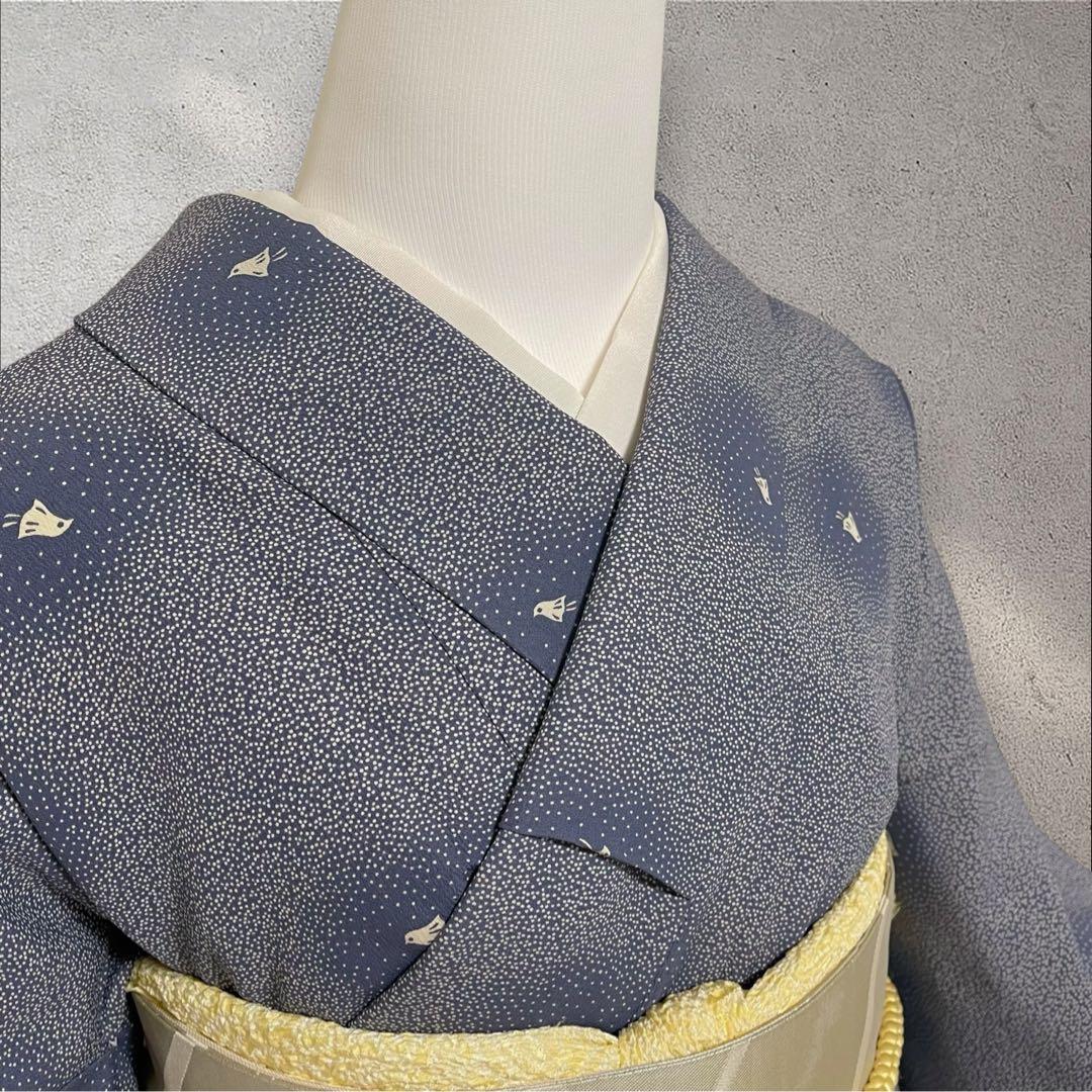 k231 洗える着物 飛び柄小紋 名古屋帯 四点フルセット身丈161裄丈68