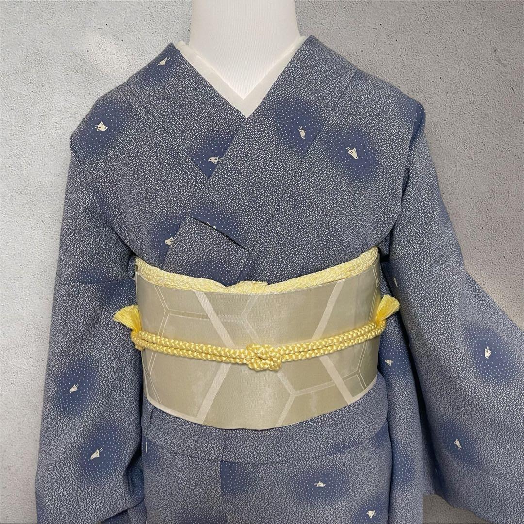 k231 洗える着物 飛び柄小紋 名古屋帯 四点フルセット身丈161裄丈68