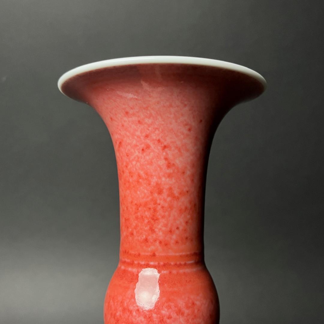 唐物 辰砂 尊式瓶 大清康煕年製 款 中国美術 古玩 SN829