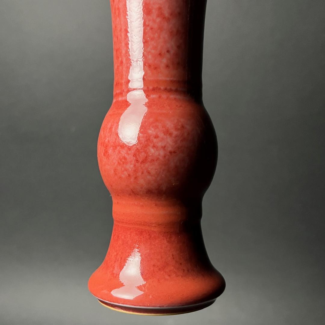 唐物 辰砂 尊式瓶 大清康煕年製 款 中国美術 古玩 SN829