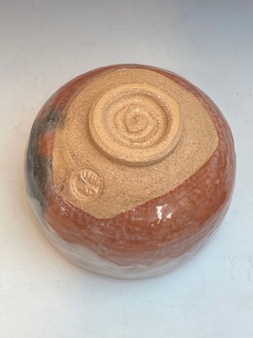 二代 玉藻 氏家常美 作 玉藻焼赤楽茶碗 共箱 茶道具