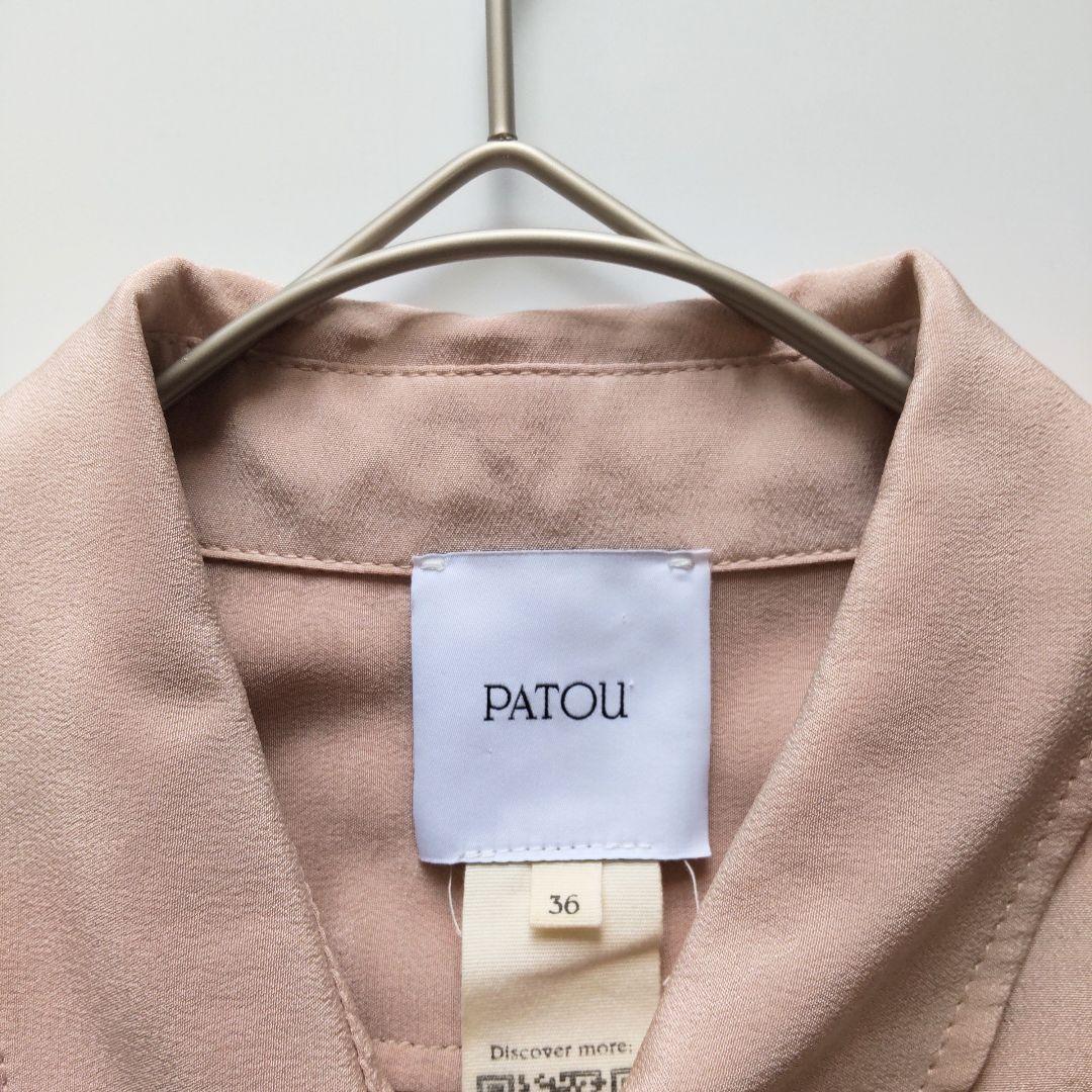 美品 PATOU パトゥ シルク ドレープ ブラウス シャツ ピンク 長袖 36