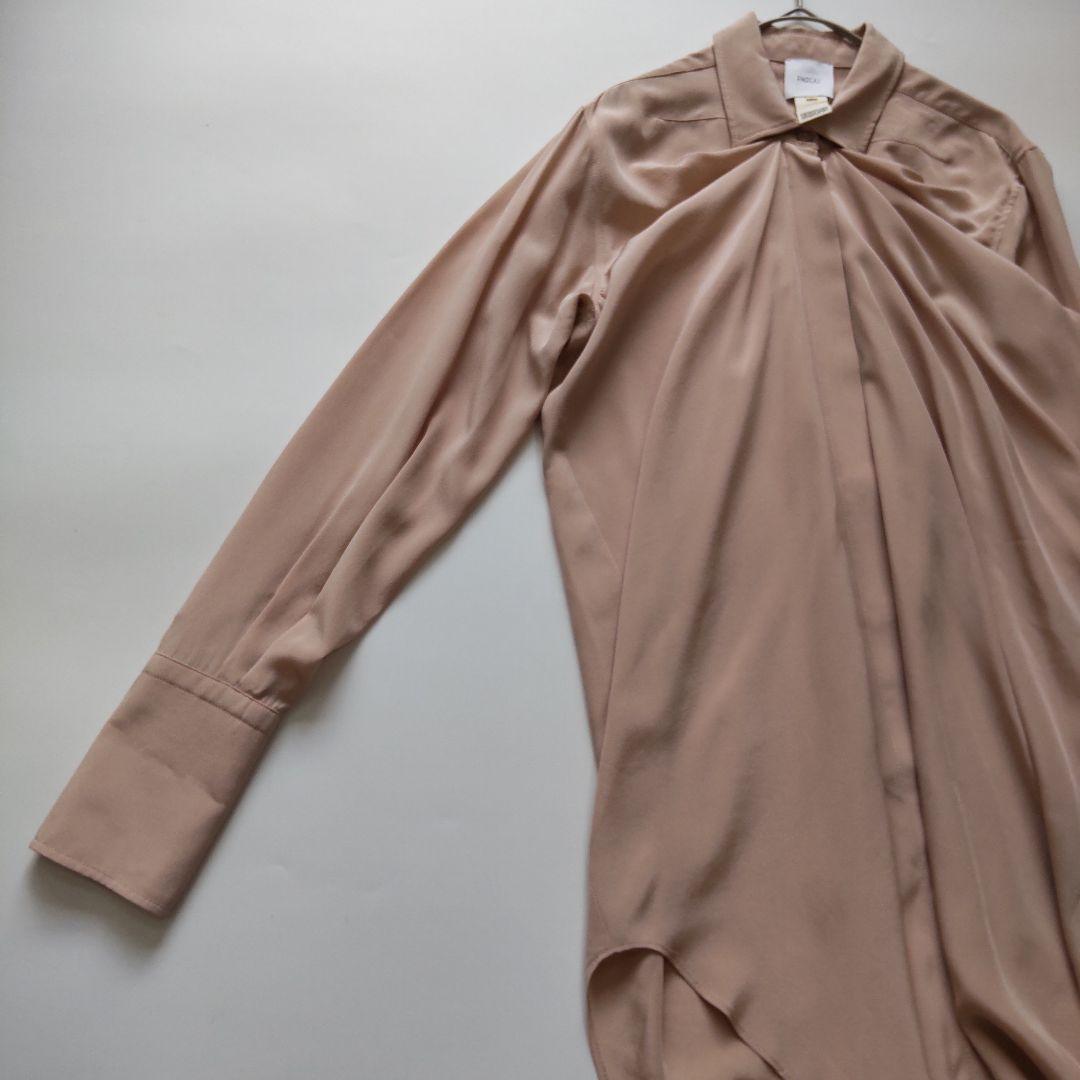 美品 PATOU パトゥ シルク ドレープ ブラウス シャツ ピンク 長袖 36