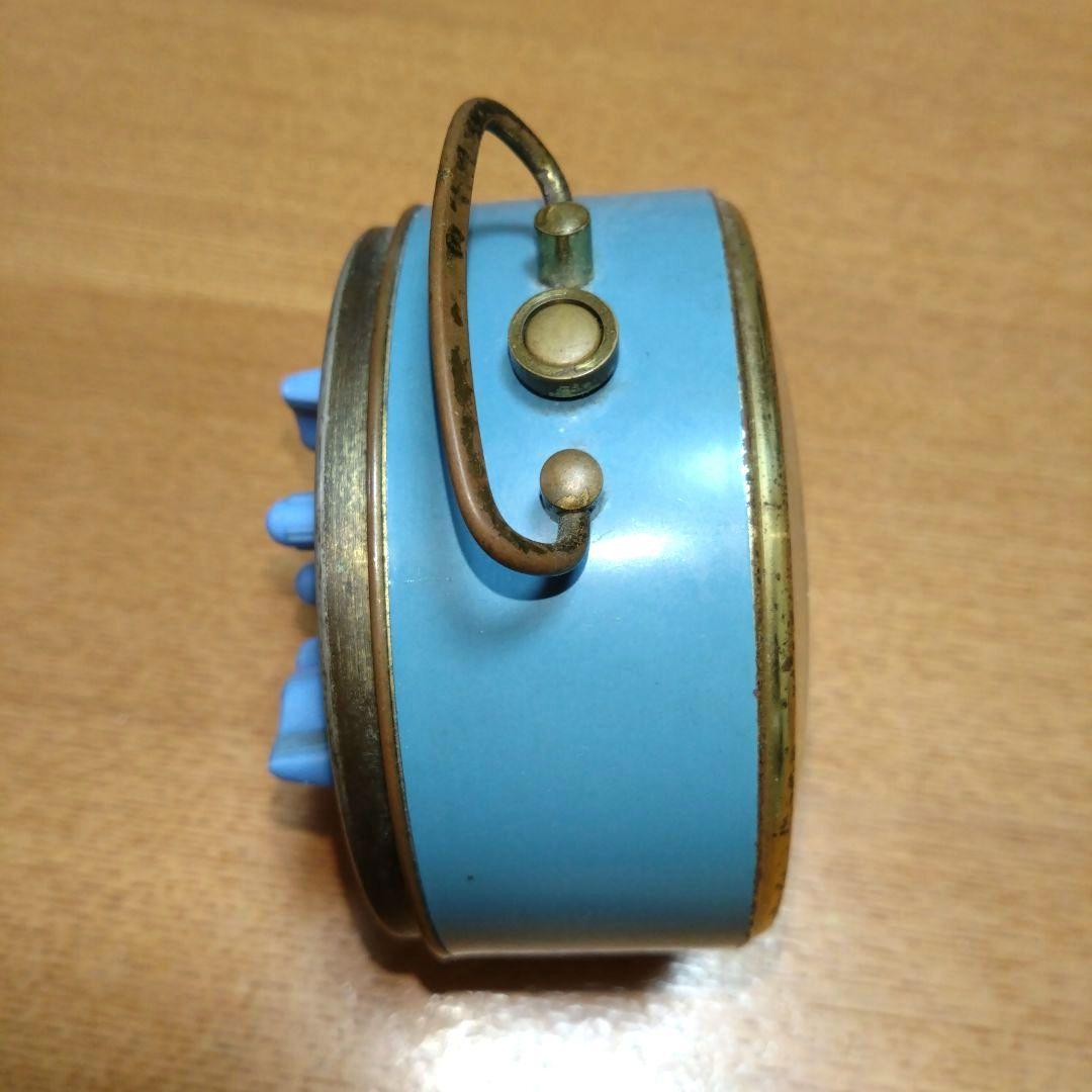 ◆昭和レトロ◆時代物◆ビンテージ◆精工舎◆目覚まし時計◆ゼンマイ式◆水色と金色