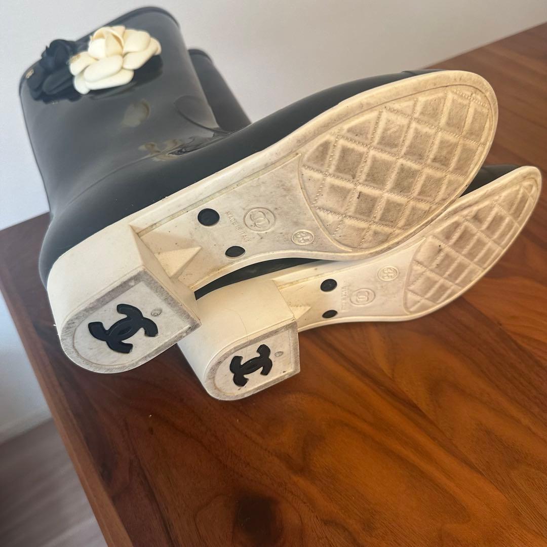 セール！CHANEL シャネル カメリアレインブーツ 長靴 36 レインシューズ