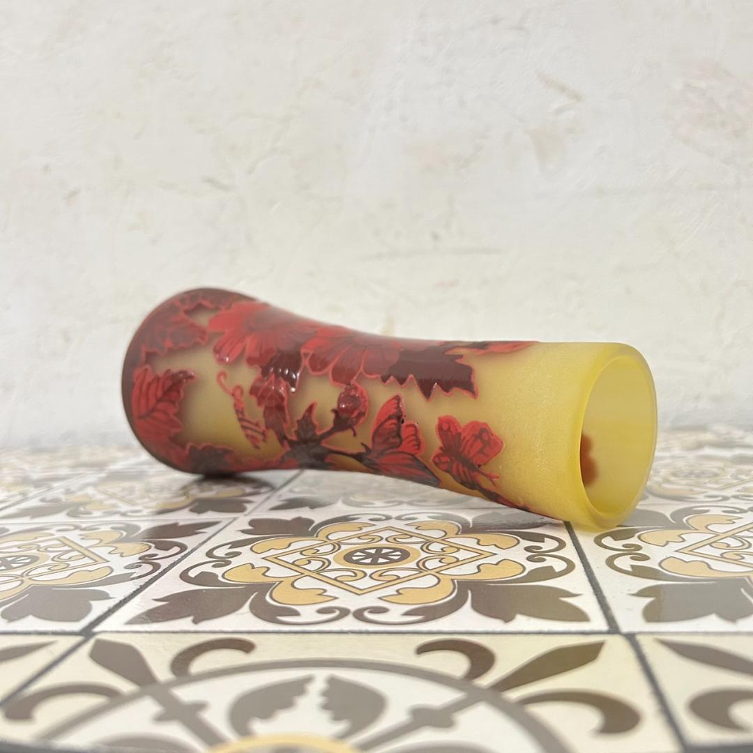 【証明書】　エミールガレ 　花瓶　カメオ彫り　被せガラス　高さ19cm