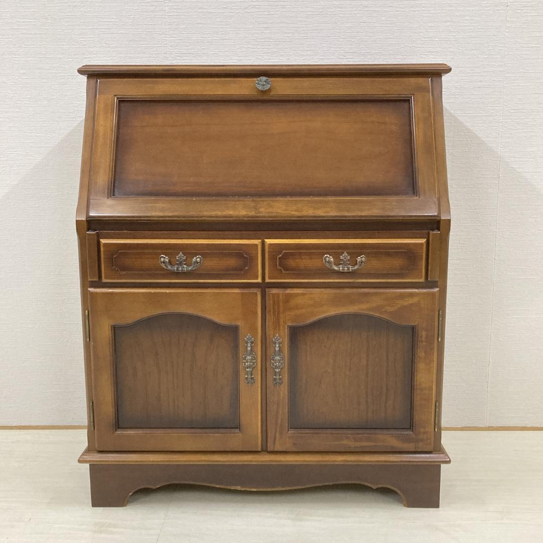 【オールドカリモク】コロニアル　ライティングビューロー　デスク　机　昭和レトロ