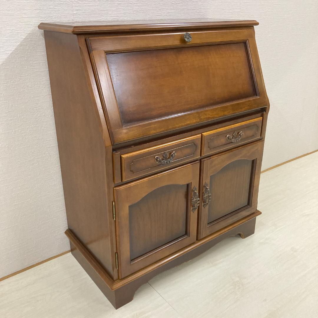 【オールドカリモク】コロニアル　ライティングビューロー　デスク　机　昭和レトロ