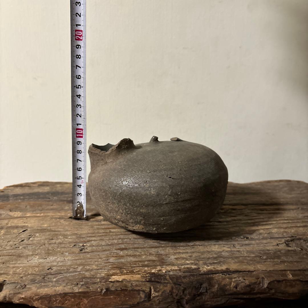 須恵器 平瓶 古美術 残欠骨董　古道具 アンティーク 酒器 花器　土器　検:李朝