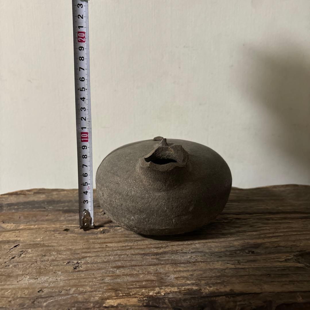 須恵器 平瓶 古美術 残欠骨董　古道具 アンティーク 酒器 花器　土器　検:李朝