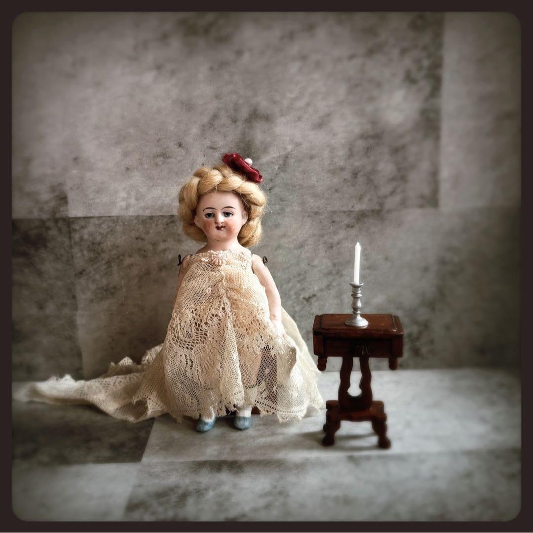 アンティーク 青い目の少女オールビスクドール ミニョネット