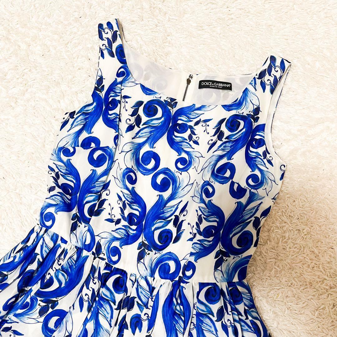 タグ付 近年 ドルチェ&ガッパーナ マジョリカ ワンピース ブルー シルク40