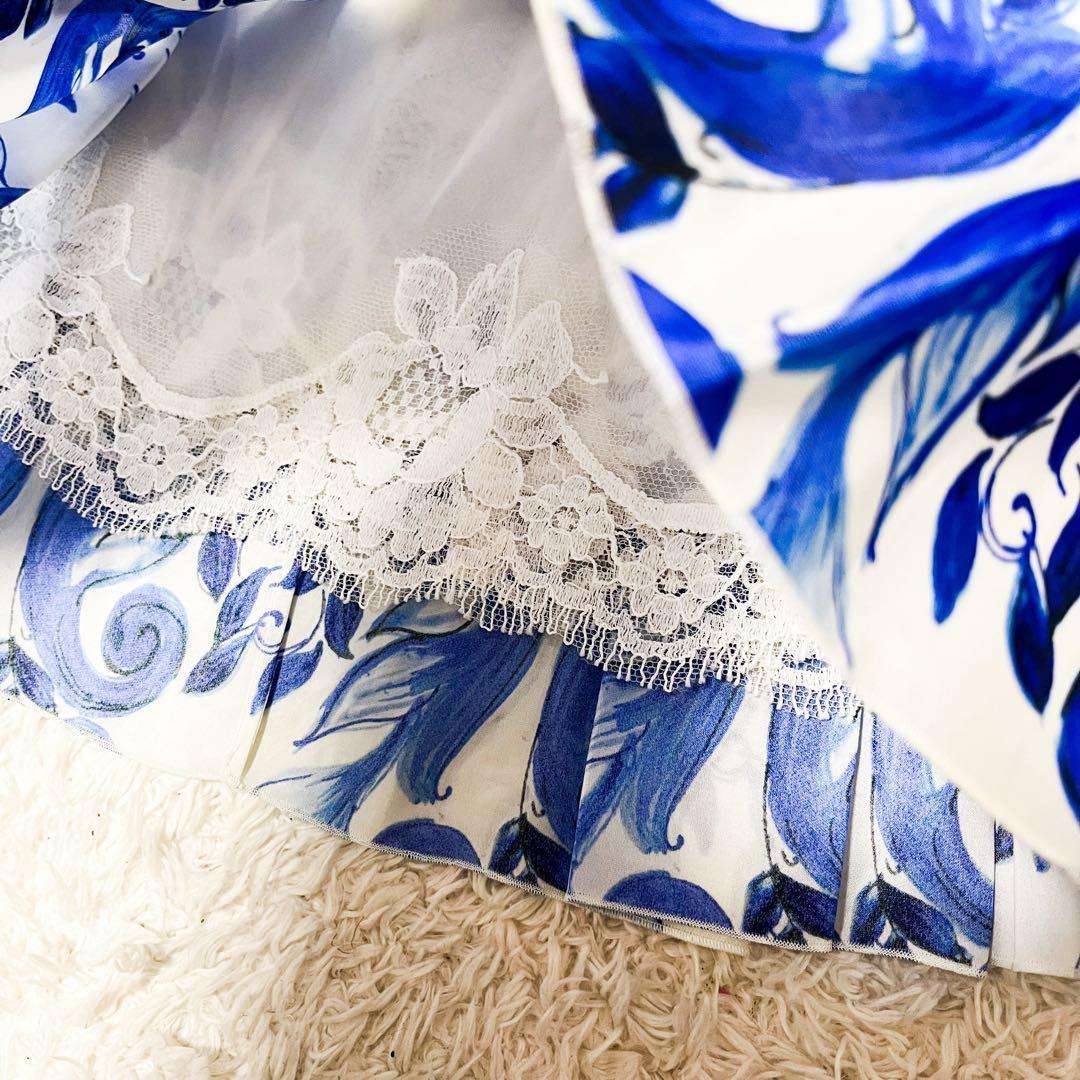 タグ付 近年 ドルチェ&ガッパーナ マジョリカ ワンピース ブルー シルク40