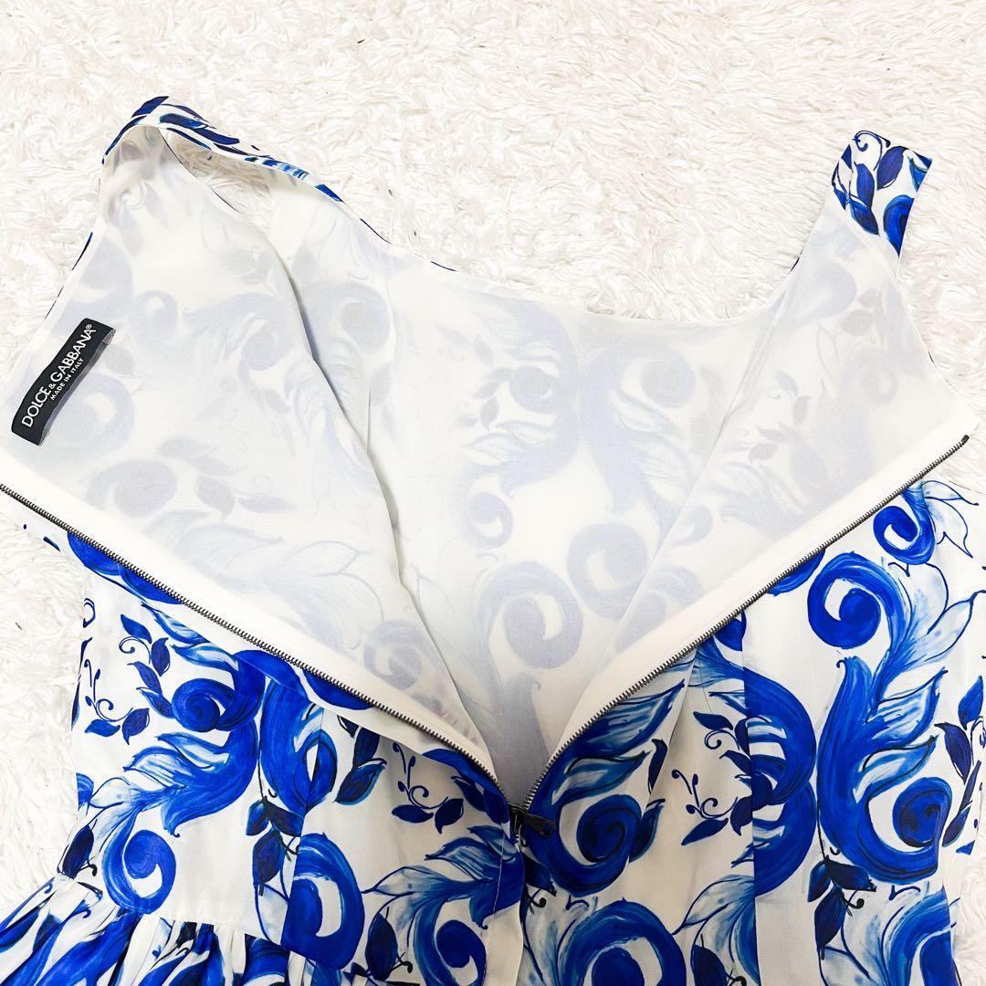 タグ付 近年 ドルチェ&ガッパーナ マジョリカ ワンピース ブルー シルク40