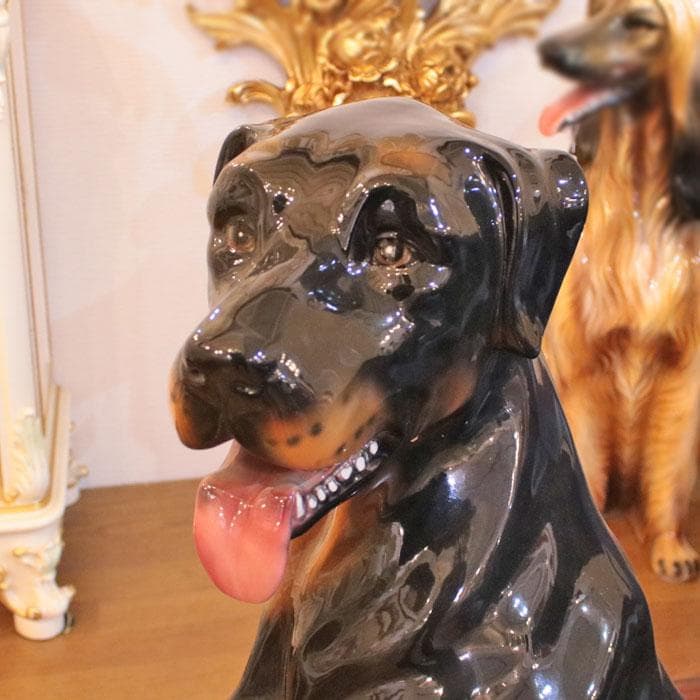 ロットワイラー 等身大 置物 オブジェ 犬 オーナメント 222-971