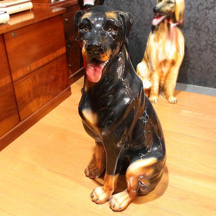 ロットワイラー 等身大 置物 オブジェ 犬 オーナメント 222-971