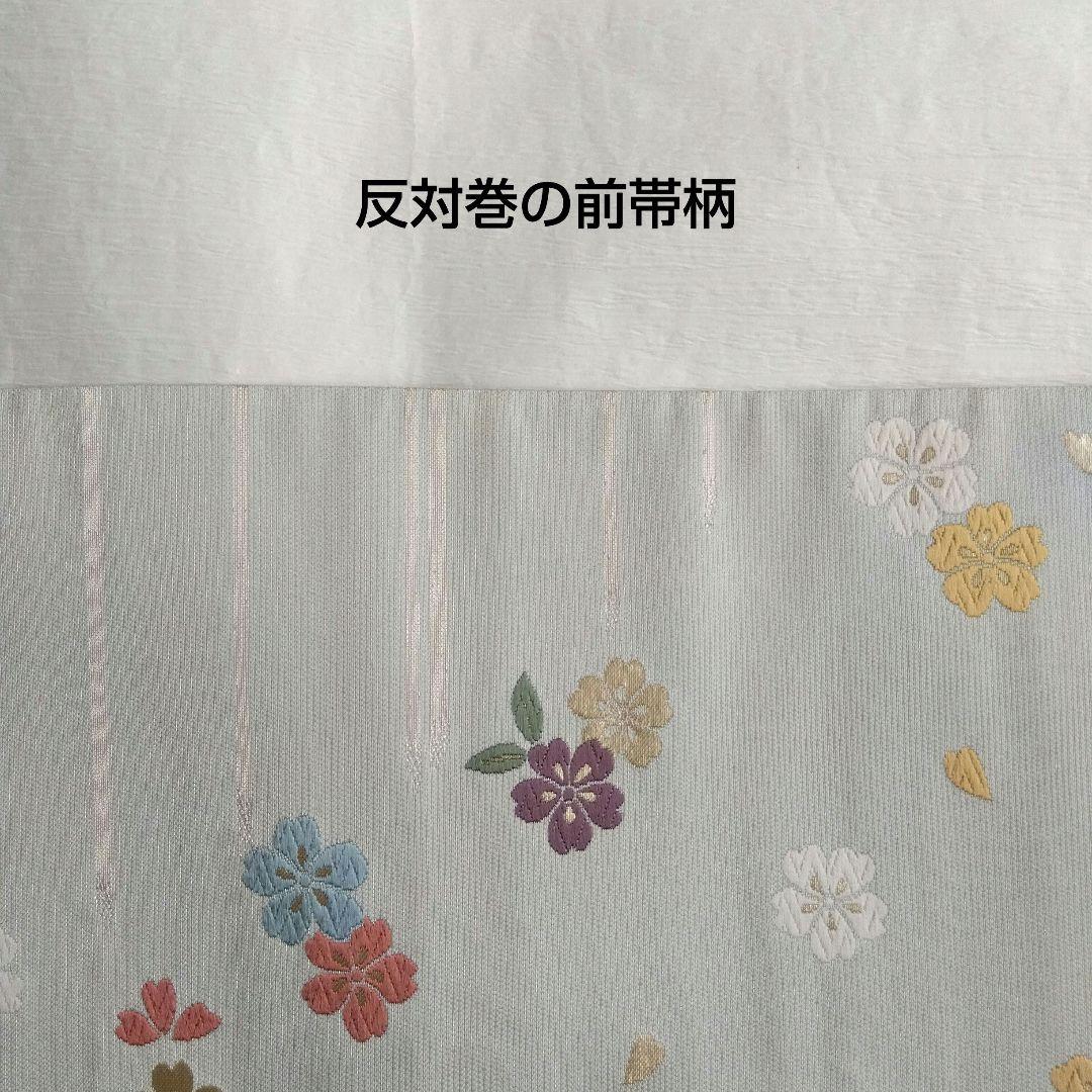 ◆未使用美品◆袋帯 桜ドロップ グレージュ 銀泊 正絹 訪問着 小紋 お花見