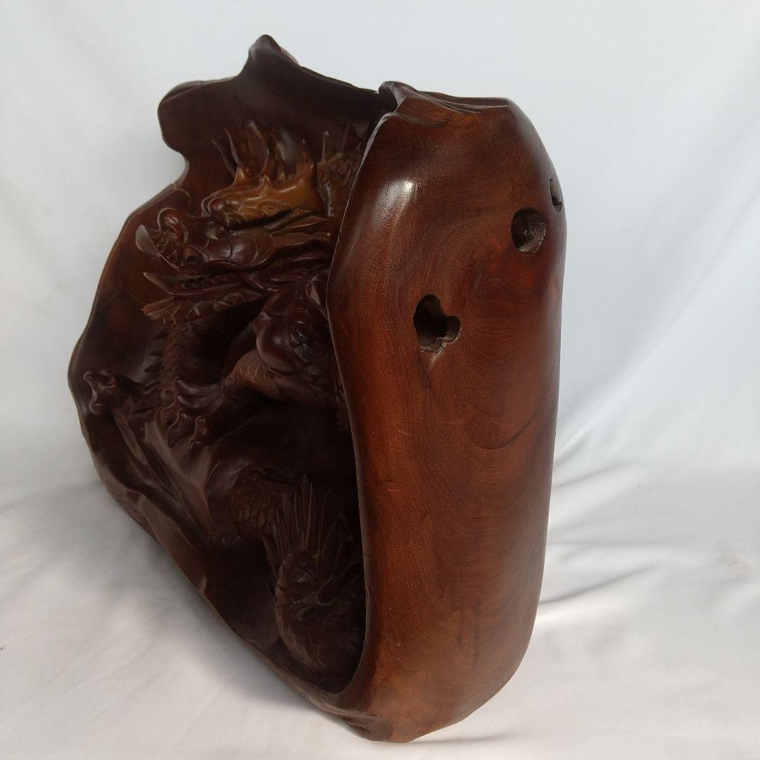 木彫　龍　ドラゴン　高さ約30cm　横幅約39cm　ヒビあり