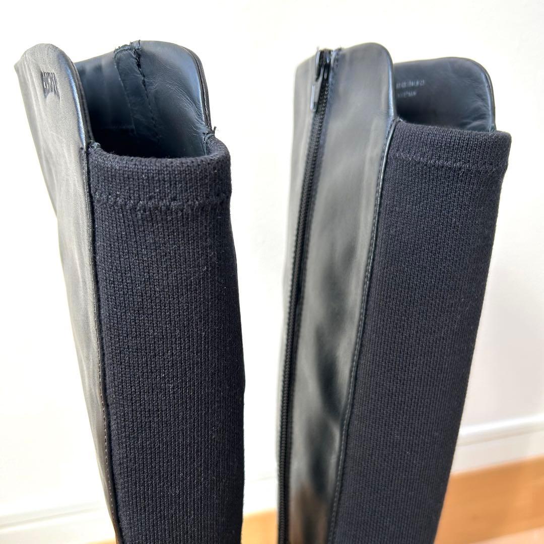未使用級✨ CAMPER 【25㎝】 ニューマン ロングブーツ レザー ブラック