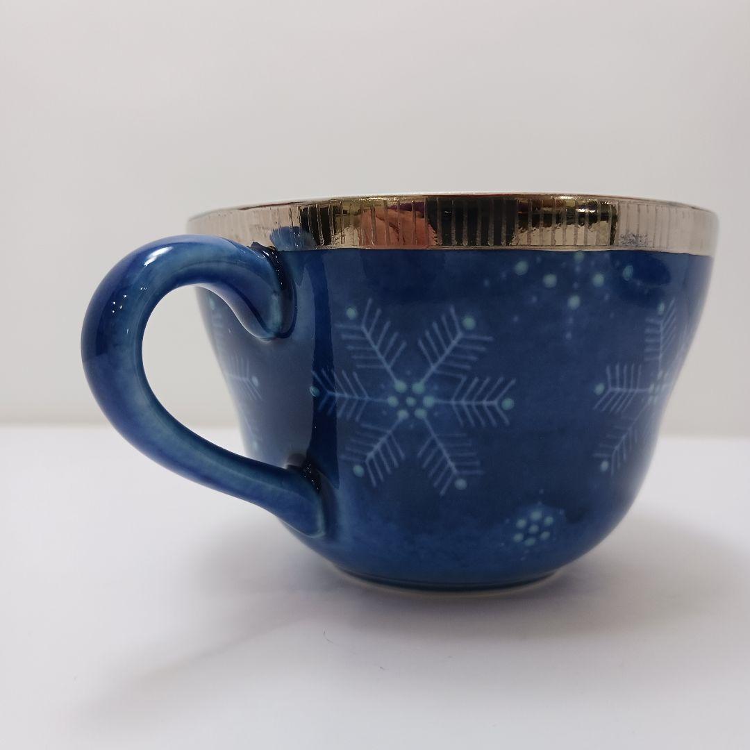 Y2716 十四代 今泉今右衛門造 本人作 色絵吹墨墨はじき 雪文 珈琲碗　#4