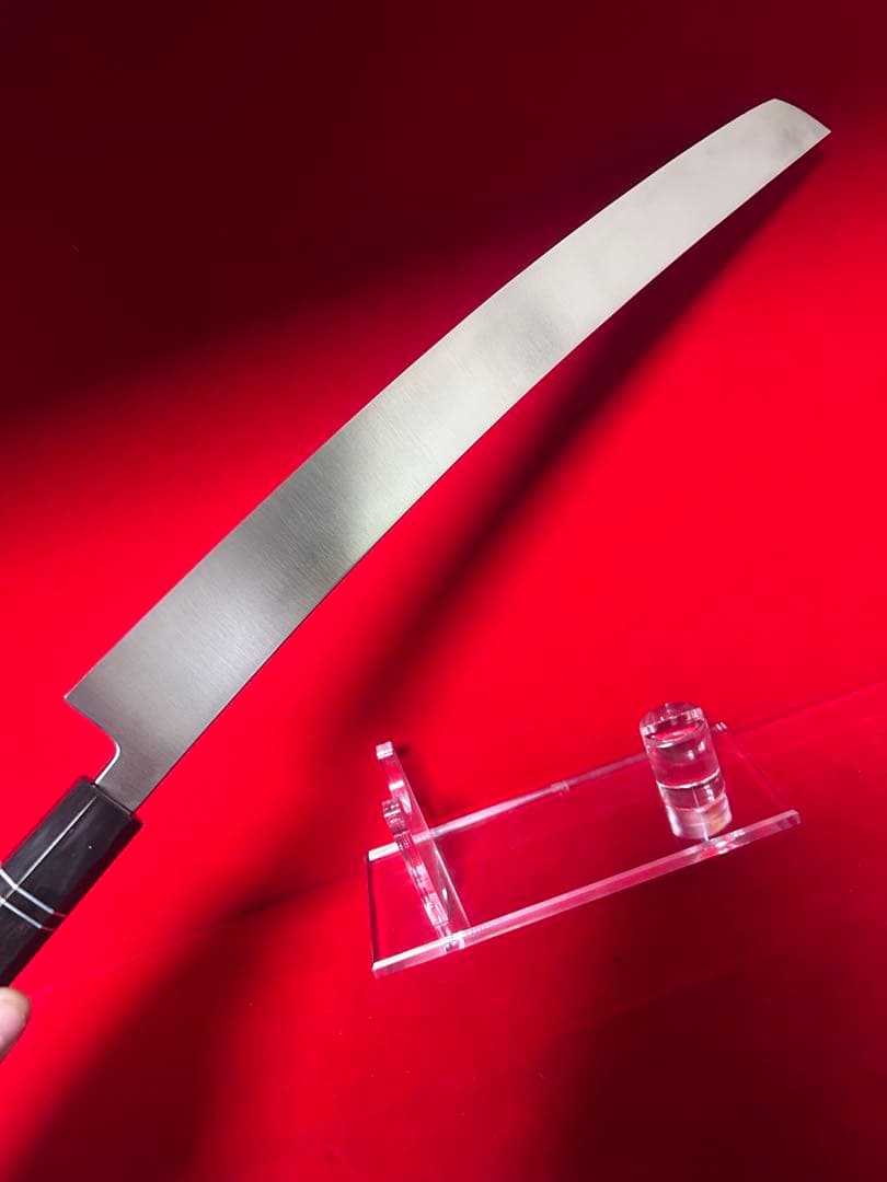 包丁　マグロ包丁　先丸型　尺三　鏡面仕上げ　切味抜群　箱付　未使用品