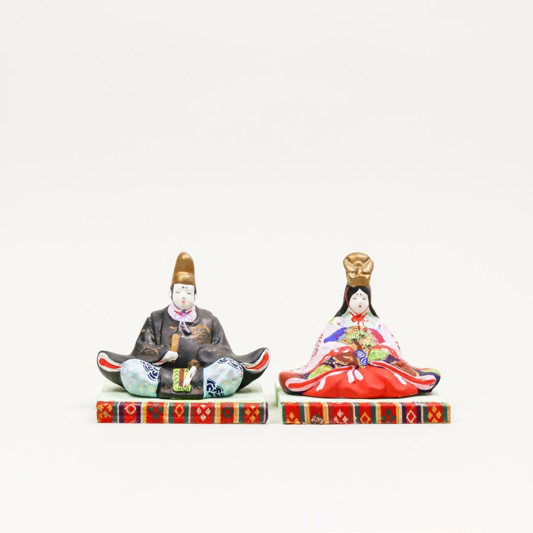 御所雛 陶製 置物 共箱