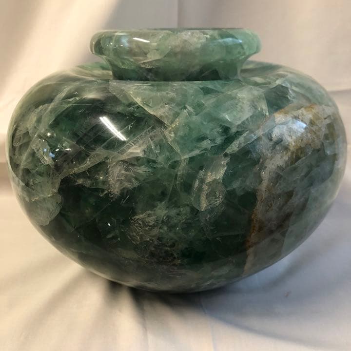 天然フローライト 花器 花瓶 花壺