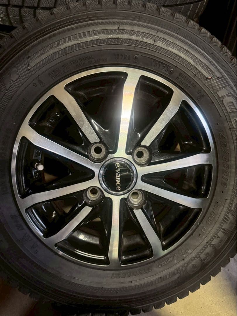 軽バン 軽トラ スタッドレス 145/80R12 2023年製 ホイールセット