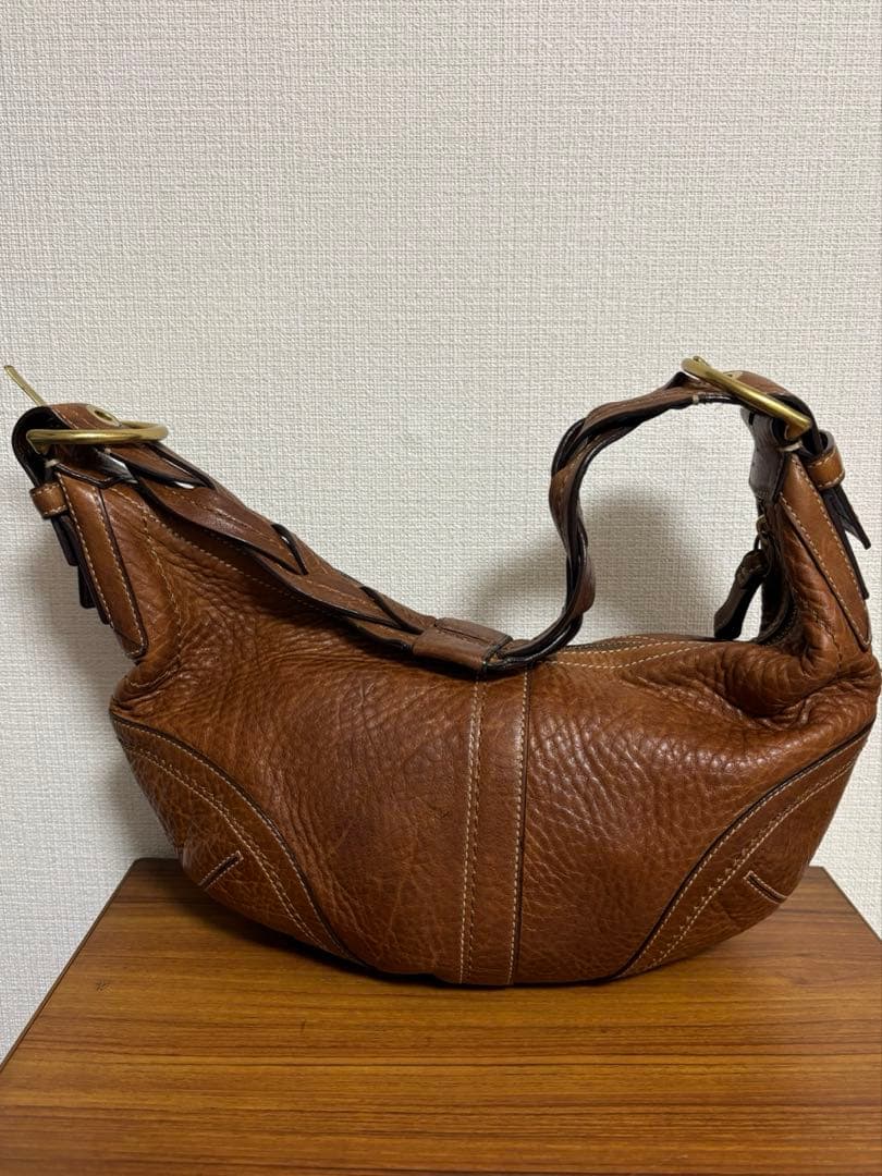 状態良好 オールドコーチ 10043 半月型 ワンハンドル レザー　茶　Y2K