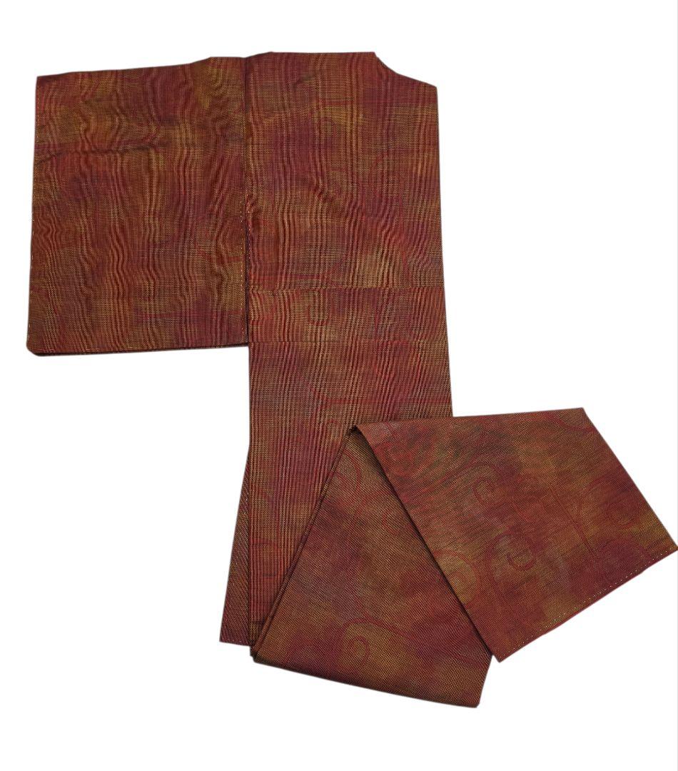 【七代目 都喜ヱ門】【手絣】未使用品 藤絹織物 大島紬 一元式 証紙 躾付き