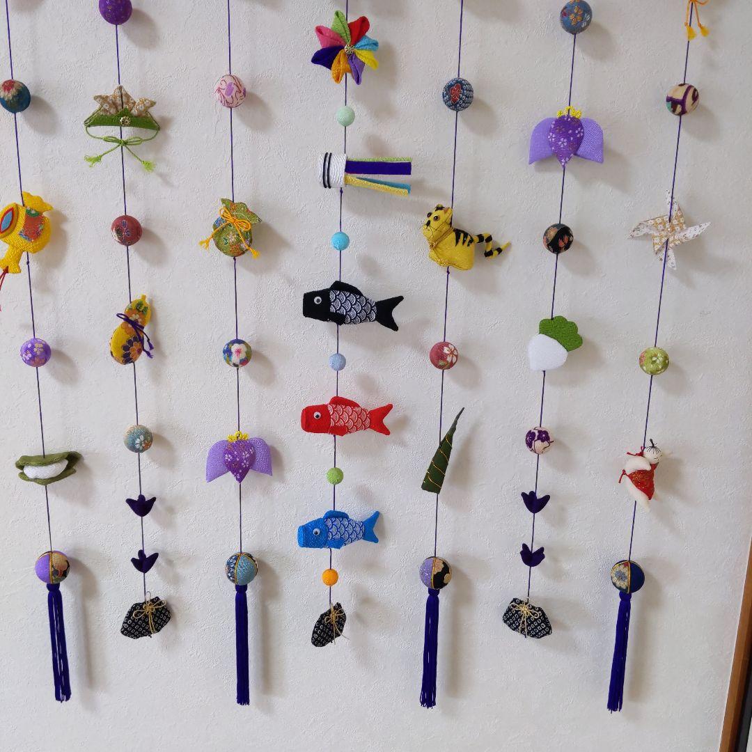 ちりめん細工　おひな様壁掛け下げ飾り(大) 端午の節句壁掛け下げ飾り(大)2点