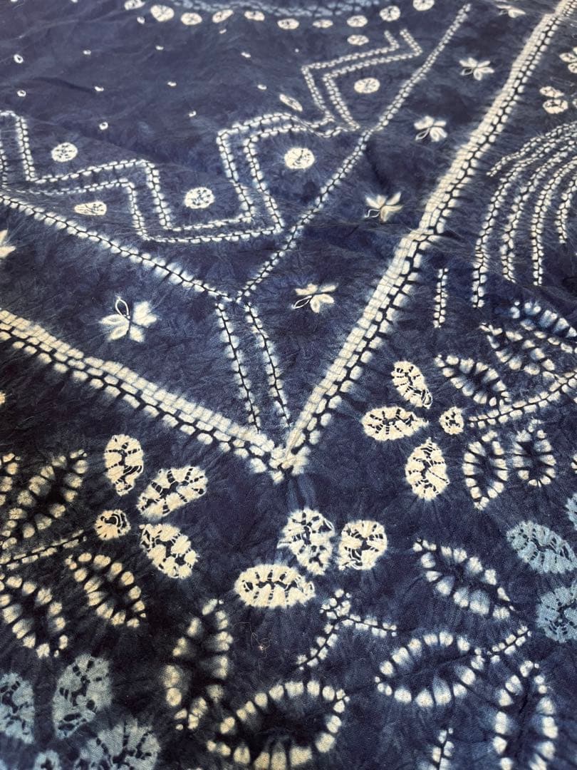 阿波藍 藍染 古布 大判 115×196cm 絞り 木綿 未使用保管品