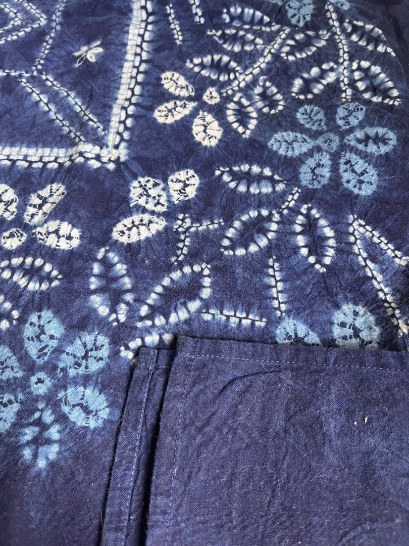 阿波藍 藍染 古布 大判 115×196cm 絞り 木綿 未使用保管品
