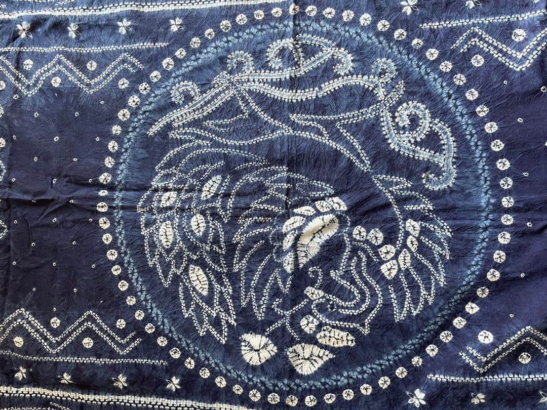 阿波藍 藍染 古布 大判 115×196cm 絞り 木綿 未使用保管品