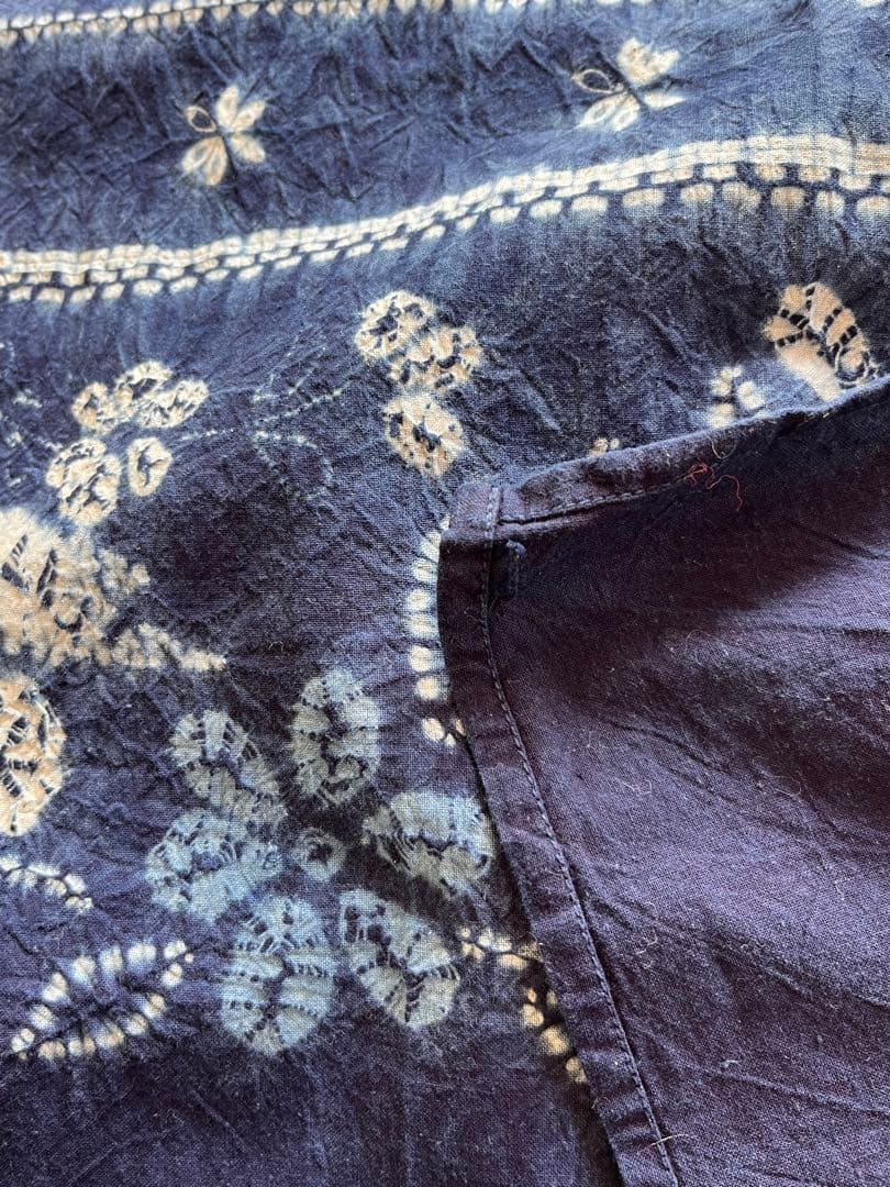 阿波藍 藍染 古布 大判 115×196cm 絞り 木綿 未使用保管品