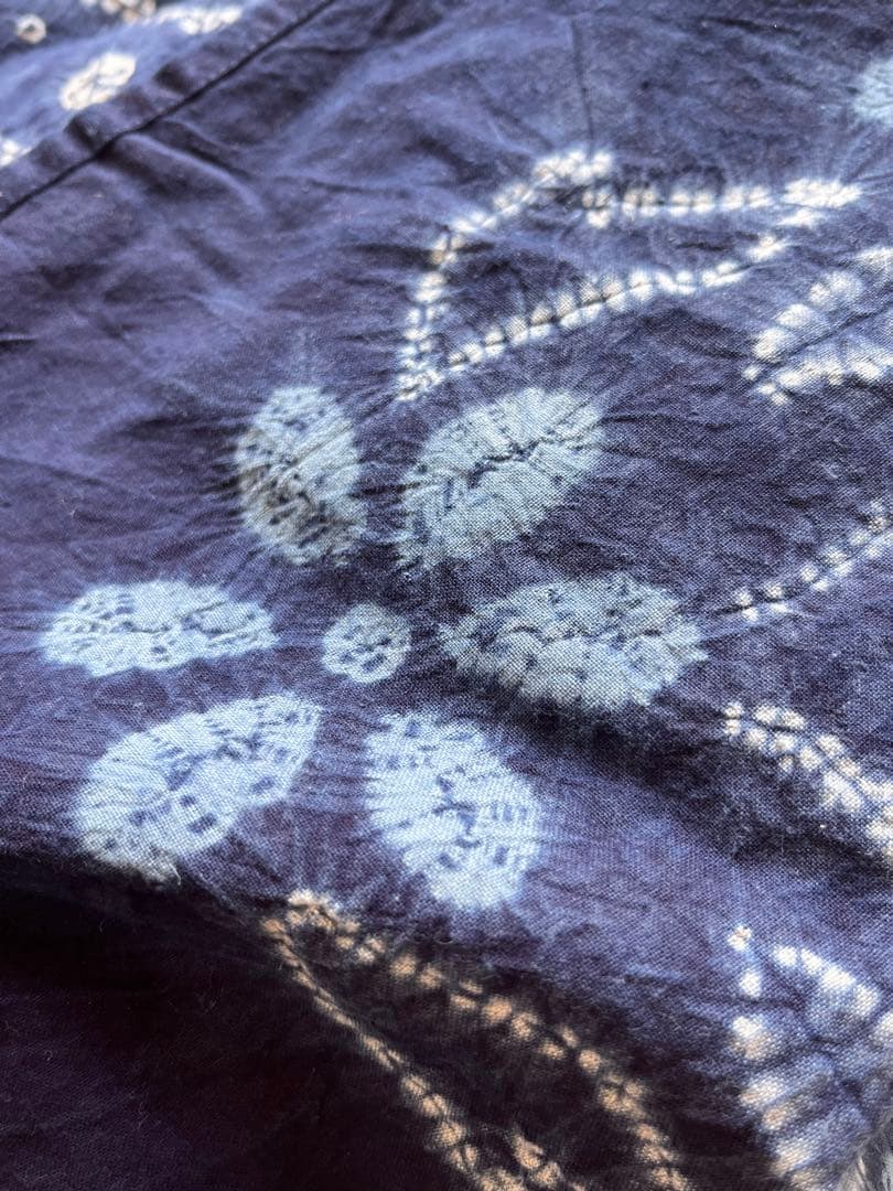阿波藍 藍染 古布 大判 115×196cm 絞り 木綿 未使用保管品