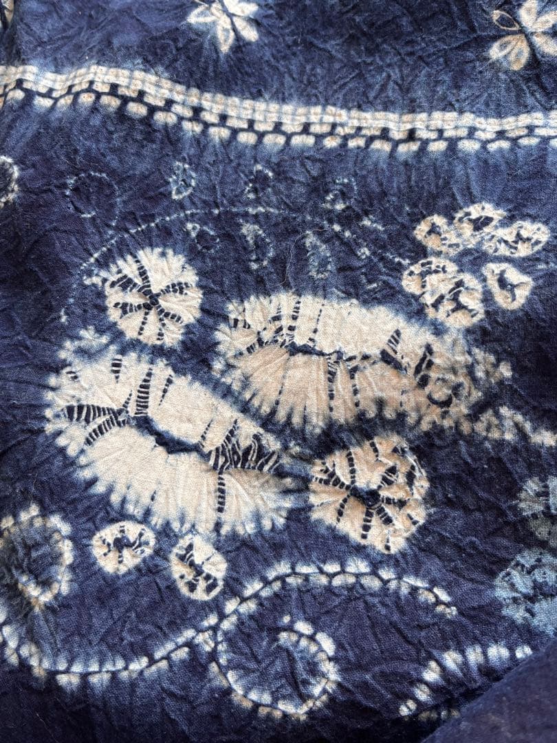 阿波藍 藍染 古布 大判 115×196cm 絞り 木綿 未使用保管品
