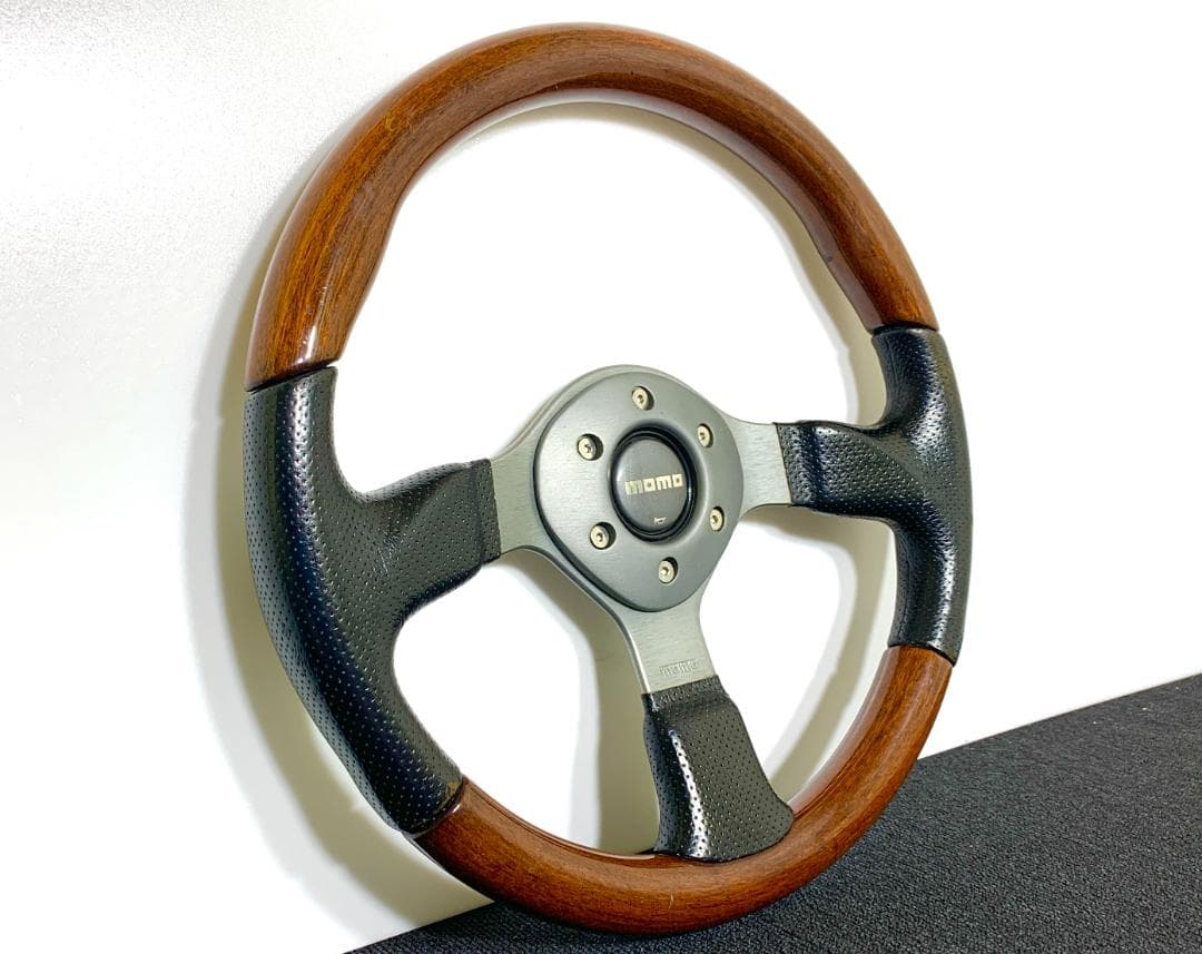 モモ ファイター ホーンボタン＆リング付 レザー＆ウッド 旧車 希少 廃番モデル